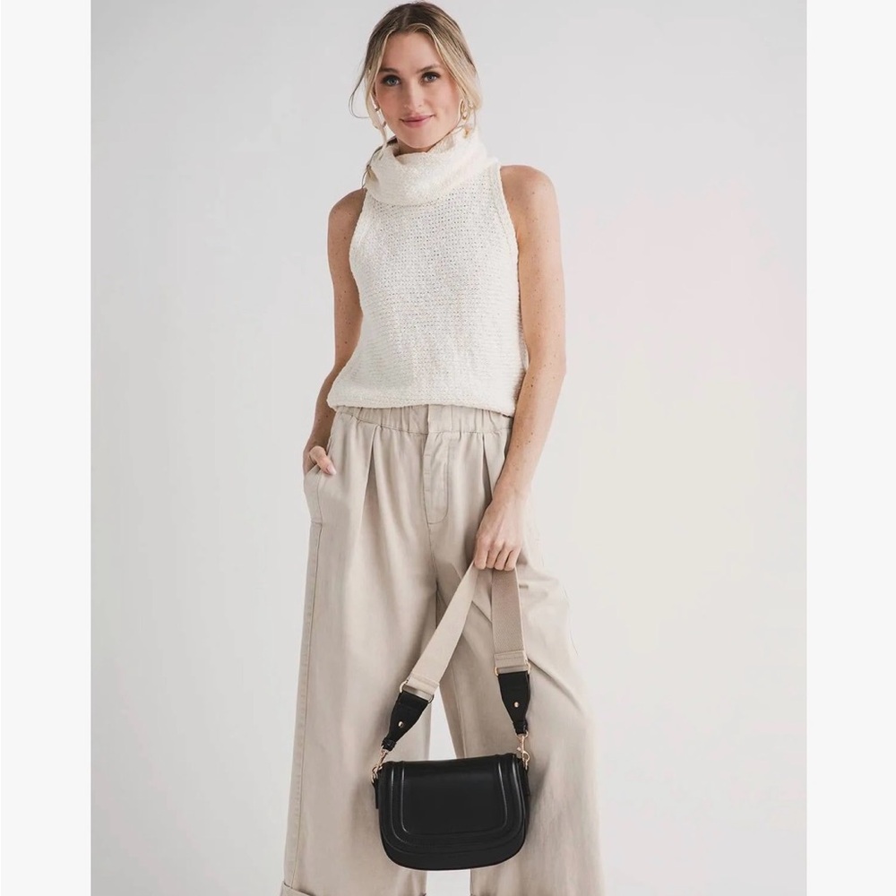 Together Cream Knit Cowlneck Sweater Tank